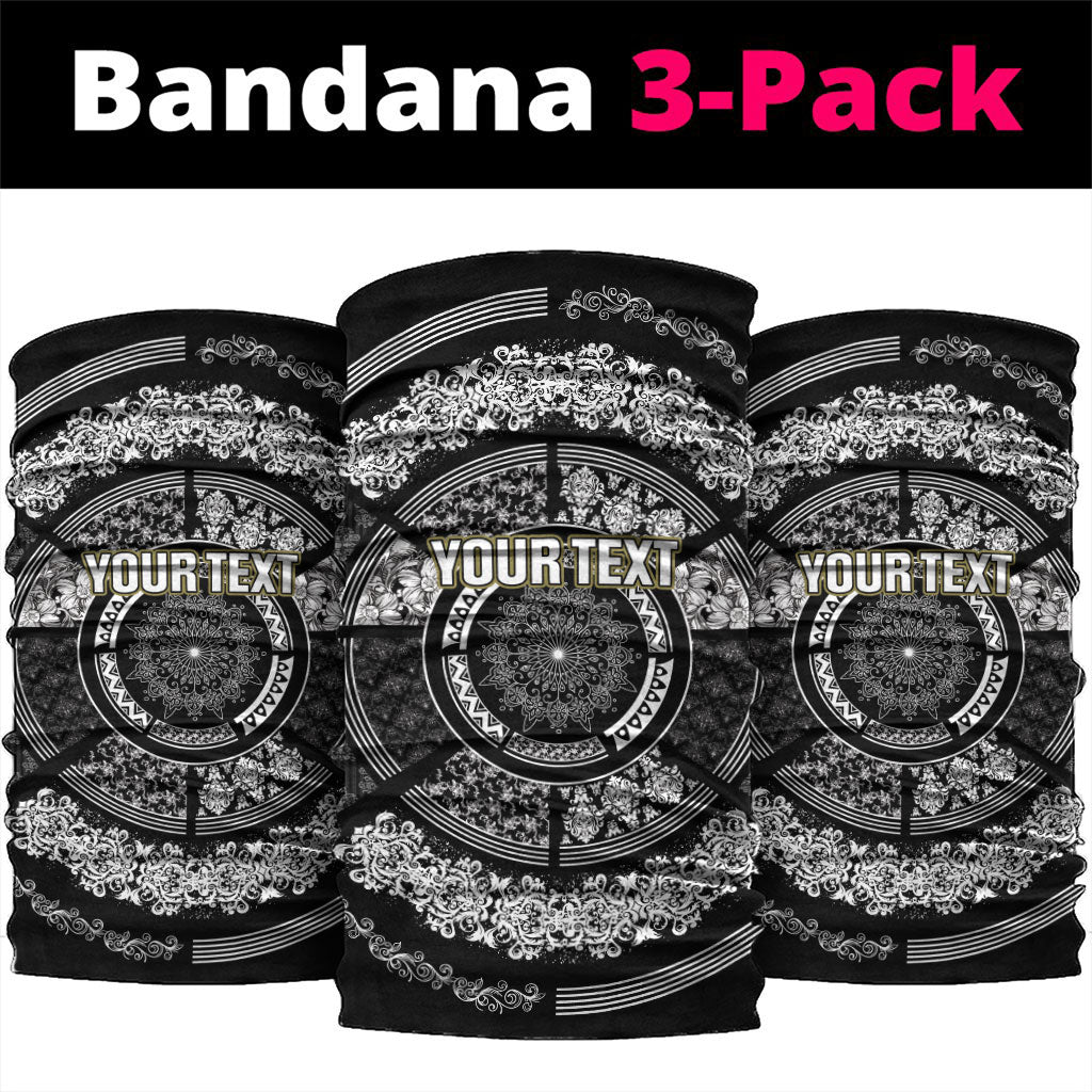 Italy Rugby Concept Custom Neck Gaiter Black and White Mandala Inspired