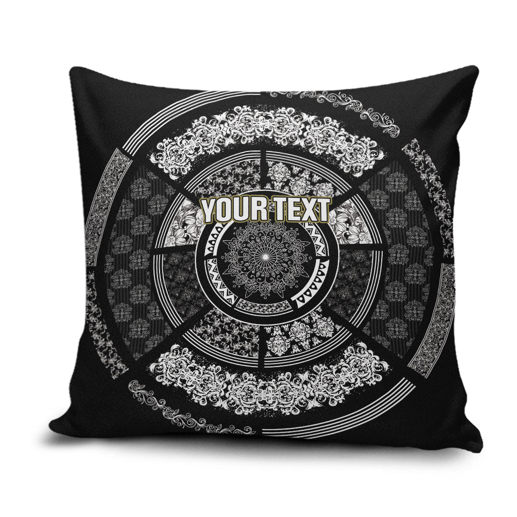 Italy Rugby Concept Custom Pillow Cover Black and White Mandala Inspired