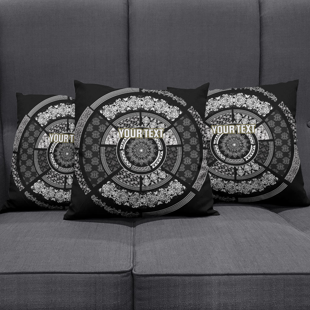 Italy Rugby Concept Custom Pillow Cover Black and White Mandala Inspired