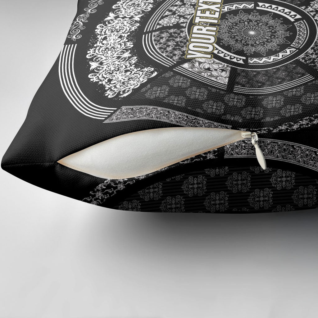 Italy Rugby Concept Custom Pillow Cover Black and White Mandala Inspired
