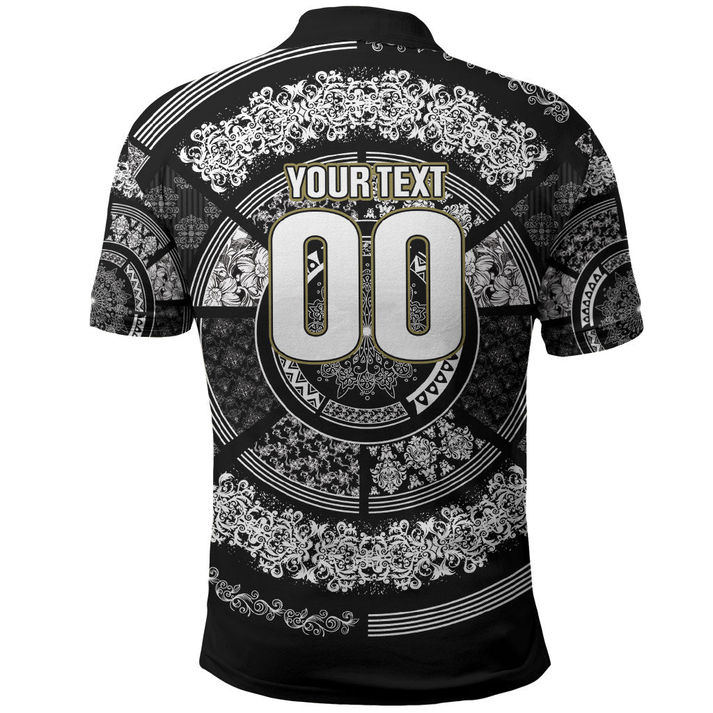 Italy Rugby Concept Custom Polo Shirt Black and White Mandala Inspired