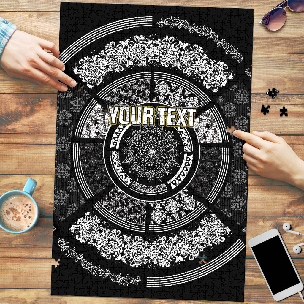 Italy Rugby Concept Custom Puzzle Black and White Mandala Inspired