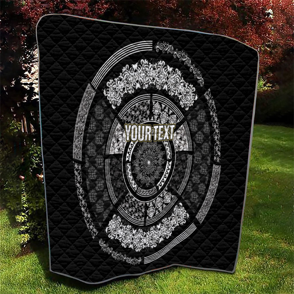 Italy Rugby Concept Custom Quilt Black and White Mandala Inspired
