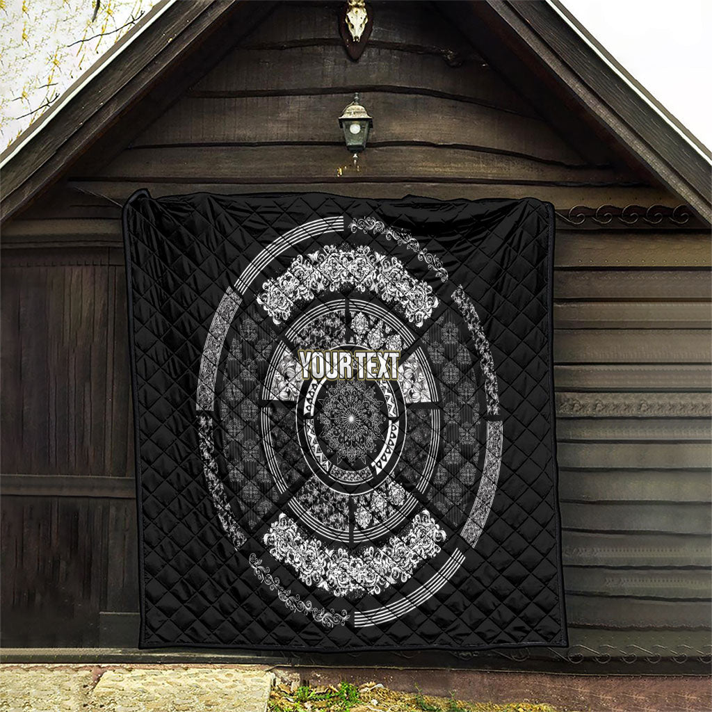 Italy Rugby Concept Custom Quilt Black and White Mandala Inspired