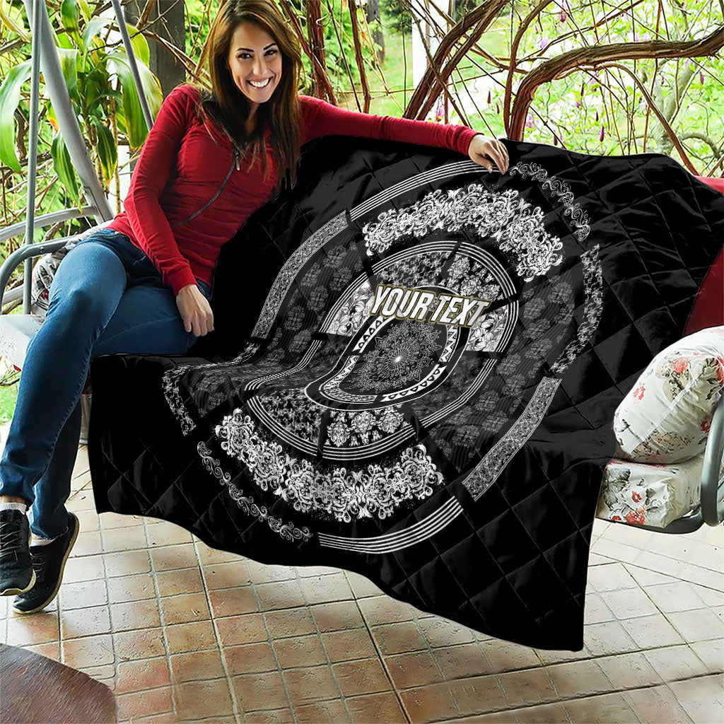 Italy Rugby Concept Custom Quilt Black and White Mandala Inspired