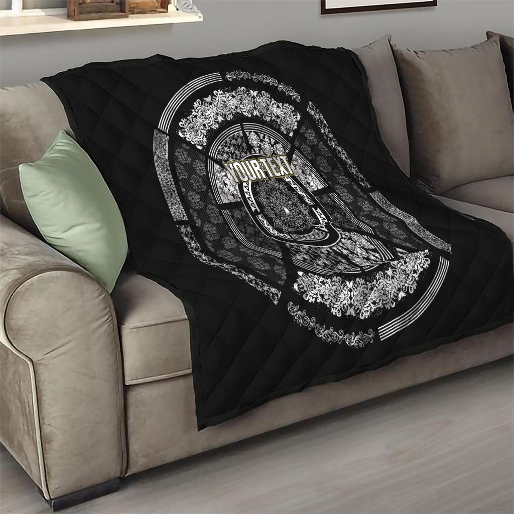 Italy Rugby Concept Custom Quilt Black and White Mandala Inspired
