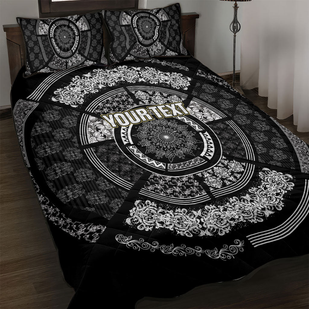 Italy Rugby Concept Custom Quilt Bed Set Black and White Mandala Inspired