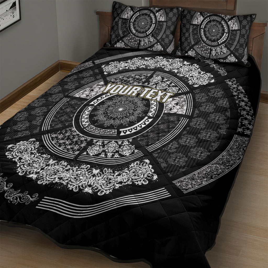 Italy Rugby Concept Custom Quilt Bed Set Black and White Mandala Inspired