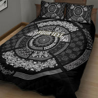 Italy Rugby Concept Custom Quilt Bed Set Black and White Mandala Inspired