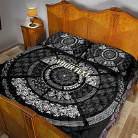 Italy Rugby Concept Custom Quilt Bed Set Black and White Mandala Inspired