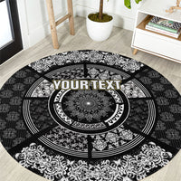Italy Rugby Concept Custom Round Carpet Black and White Mandala Inspired