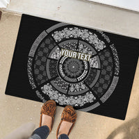 Italy Rugby Concept Custom Rubber Doormat Black and White Mandala Inspired