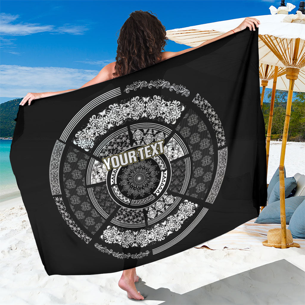 Italy Rugby Concept Custom Sarong Black and White Mandala Inspired