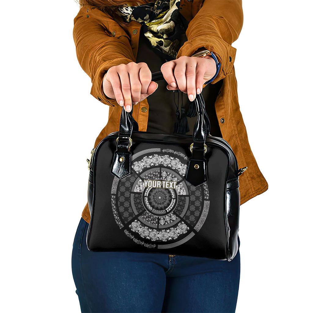 Italy Rugby Concept Custom Shoulder Handbag Black and White Mandala Inspired