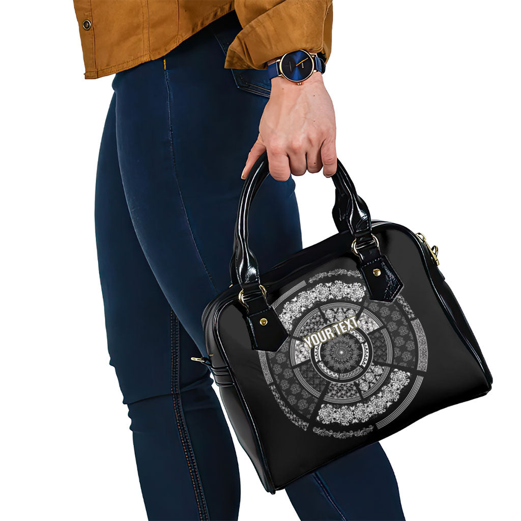 Italy Rugby Concept Custom Shoulder Handbag Black and White Mandala Inspired