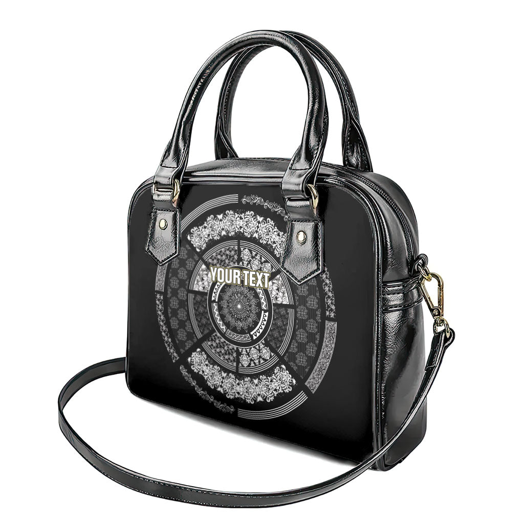 Italy Rugby Concept Custom Shoulder Handbag Black and White Mandala Inspired