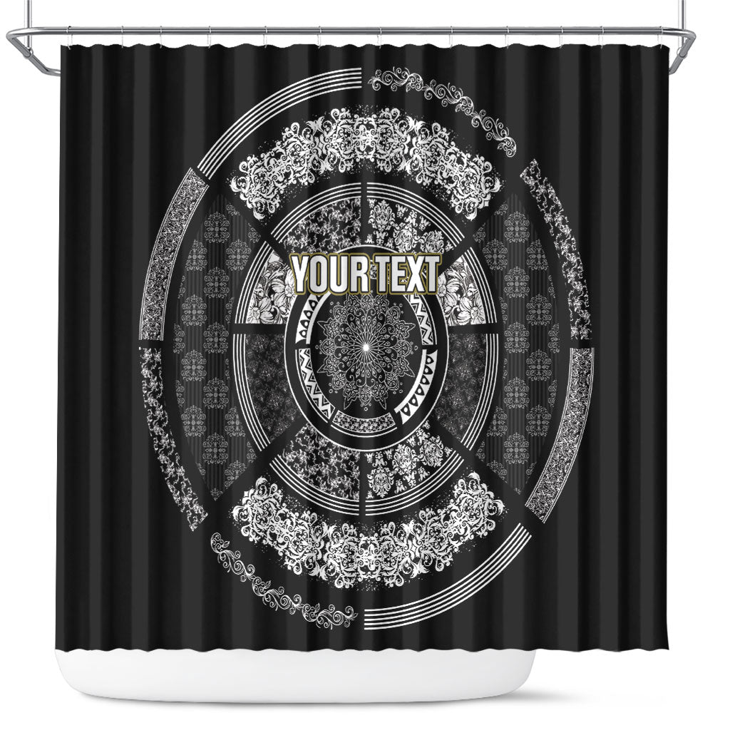 Italy Rugby Concept Custom Shower Curtain Black and White Mandala Inspired