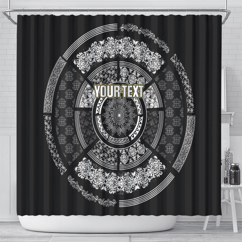 Italy Rugby Concept Custom Shower Curtain Black and White Mandala Inspired