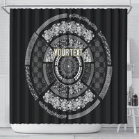 Italy Rugby Concept Custom Shower Curtain Black and White Mandala Inspired