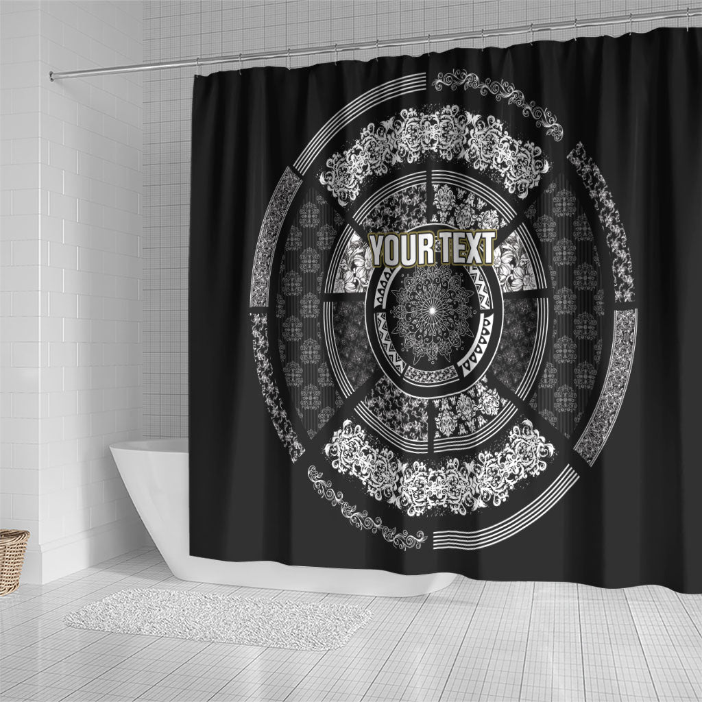Italy Rugby Concept Custom Shower Curtain Black and White Mandala Inspired