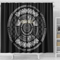 Italy Rugby Concept Custom Shower Curtain Black and White Mandala Inspired