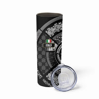 Italy Rugby Concept Custom Skinny Tumbler Black and White Mandala Inspired
