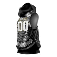 Italy Rugby Concept Custom Sleeveless Hoodie Black and White Mandala Inspired
