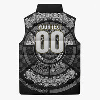 Italy Rugby Concept Custom Sleeveless Puffer Jacket Black and White Mandala Inspired