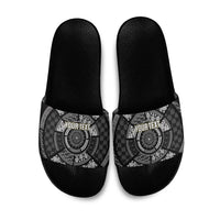 Italy Rugby Concept Custom Slide Sandals Black and White Mandala Inspired