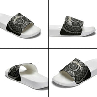 Italy Rugby Concept Custom Slide Sandals Black and White Mandala Inspired
