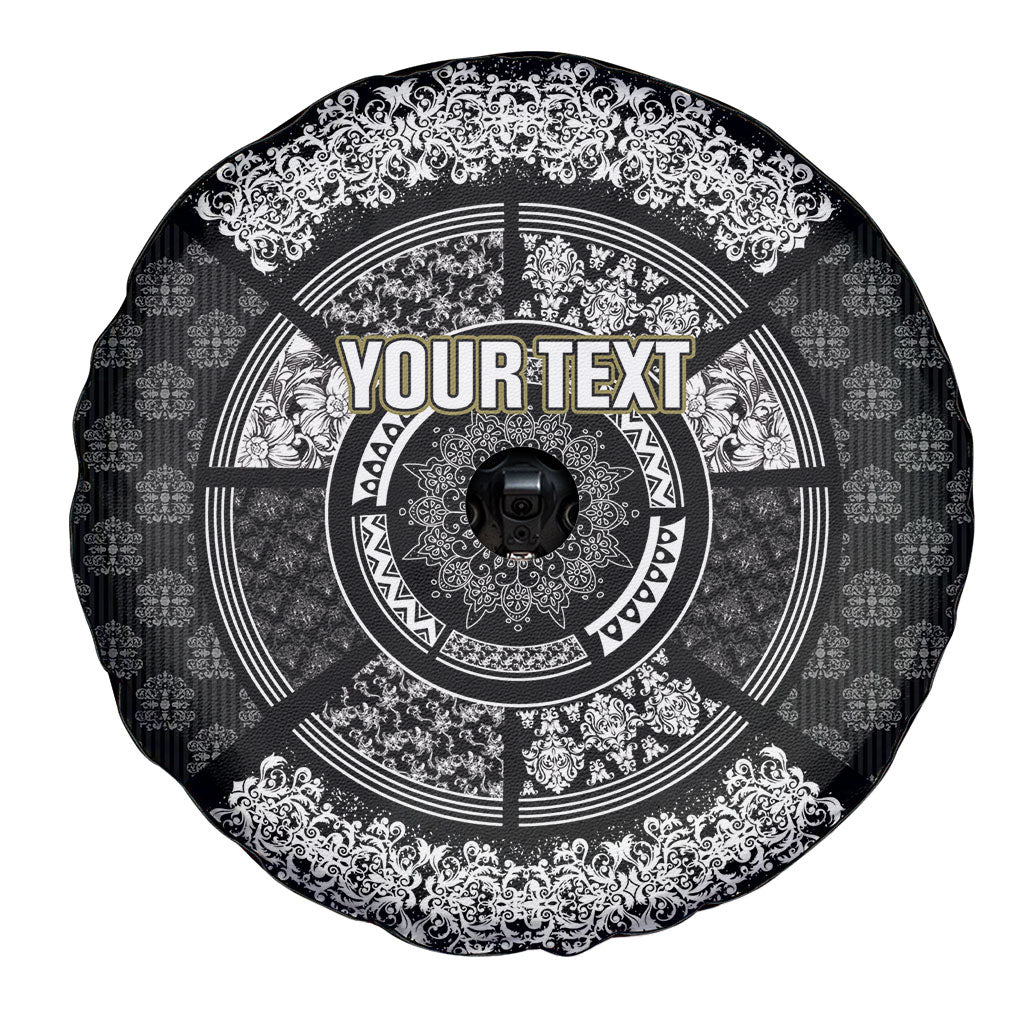 Italy Rugby Concept Custom Spare Tire Cover Black and White Mandala Inspired