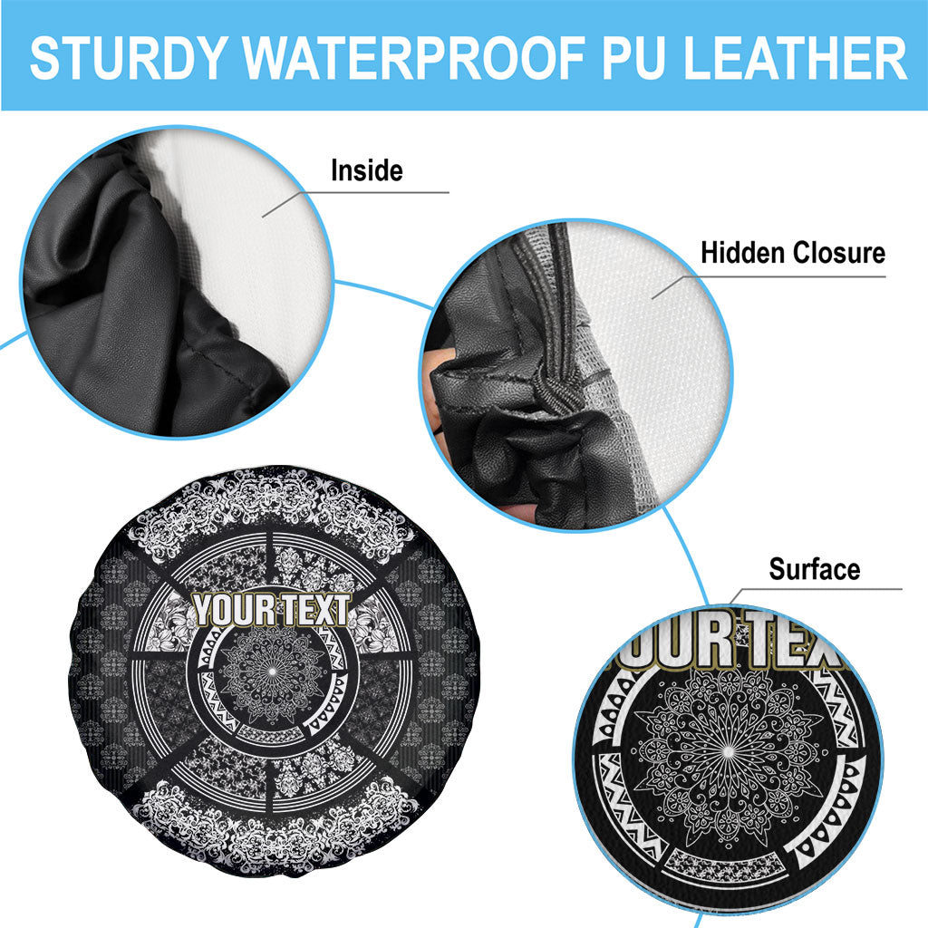 Italy Rugby Concept Custom Spare Tire Cover Black and White Mandala Inspired