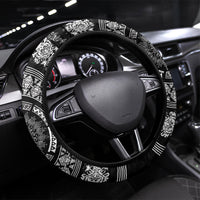 Italy Rugby Concept Steering Wheel Cover Black and White Mandala Inspired
