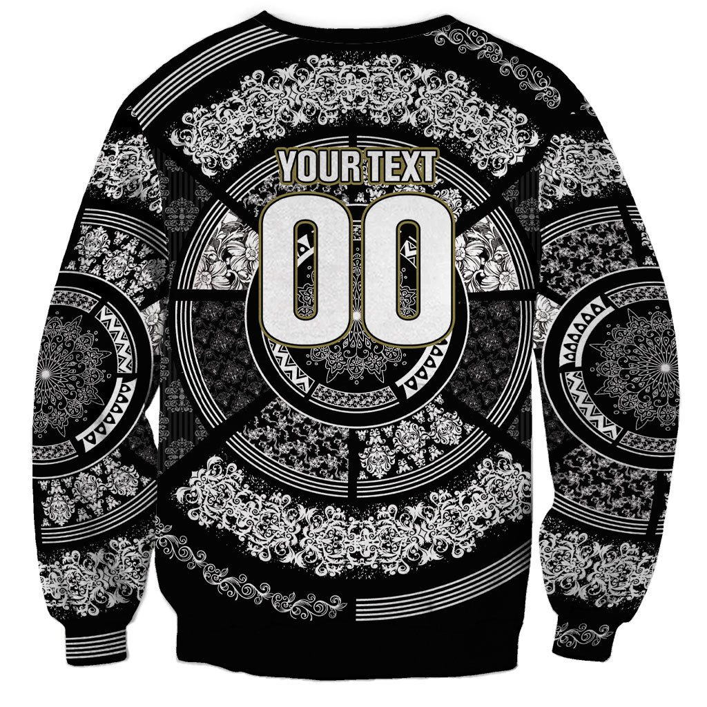 Italy Rugby Concept Custom Sweatshirt Black and White Mandala Inspired