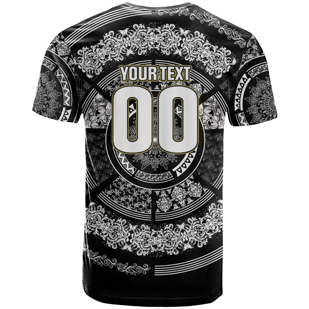 Italy Rugby Concept Custom T Shirt Black and White Mandala Inspired
