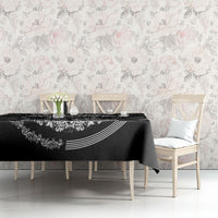 Italy Rugby Concept Custom Tablecloth Black and White Mandala Inspired
