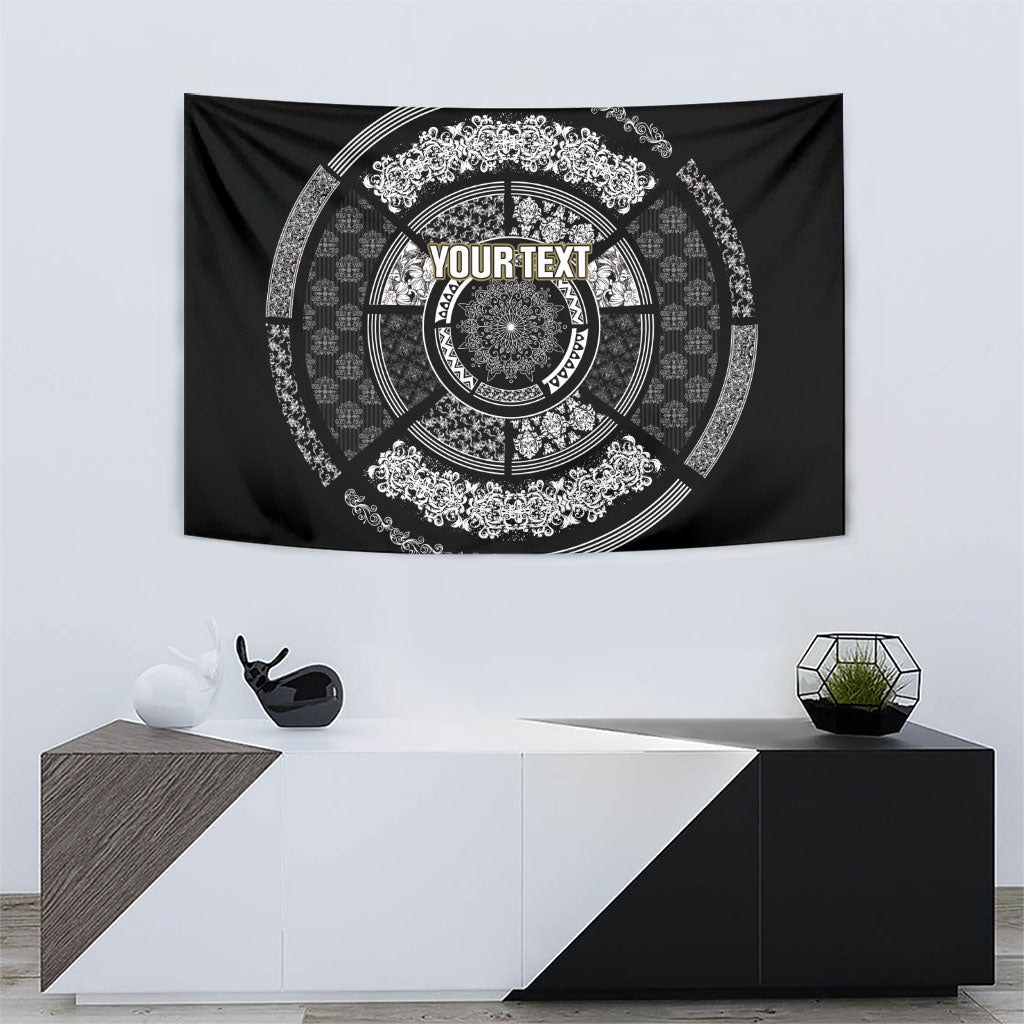 Italy Rugby Concept Custom Tapestry Black and White Mandala Inspired