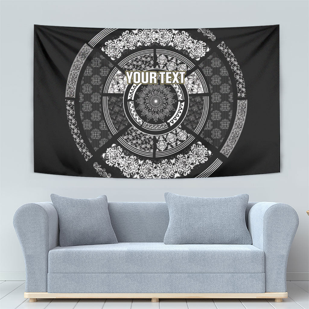 Italy Rugby Concept Custom Tapestry Black and White Mandala Inspired