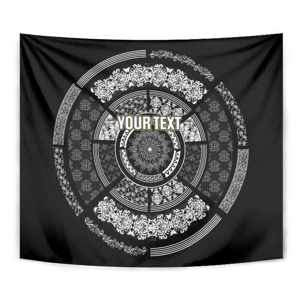 Italy Rugby Concept Custom Tapestry Black and White Mandala Inspired