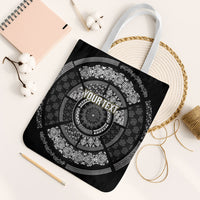 Italy Rugby Concept Custom Tote Bag Black and White Mandala Inspired