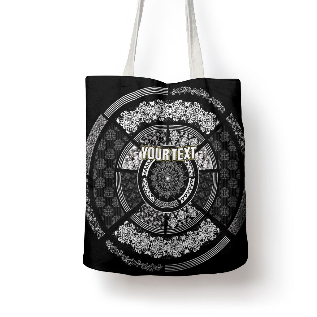 Italy Rugby Concept Custom Tote Bag Black and White Mandala Inspired