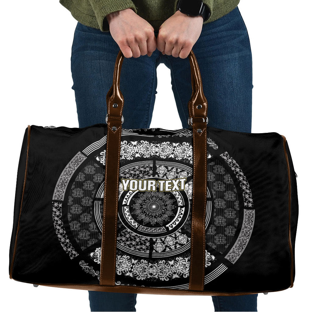Italy Rugby Concept Custom Travel Bag Black and White Mandala Inspired