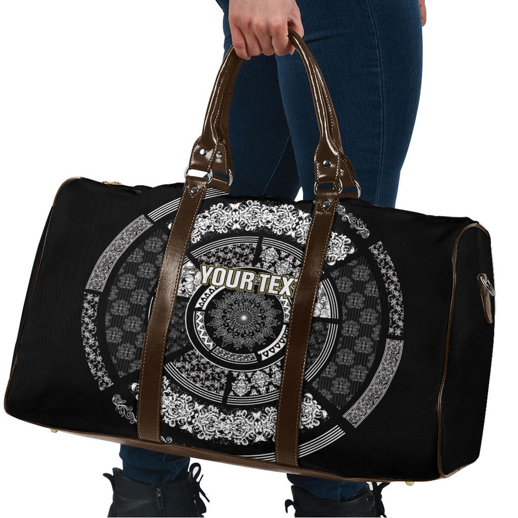 Italy Rugby Concept Custom Travel Bag Black and White Mandala Inspired