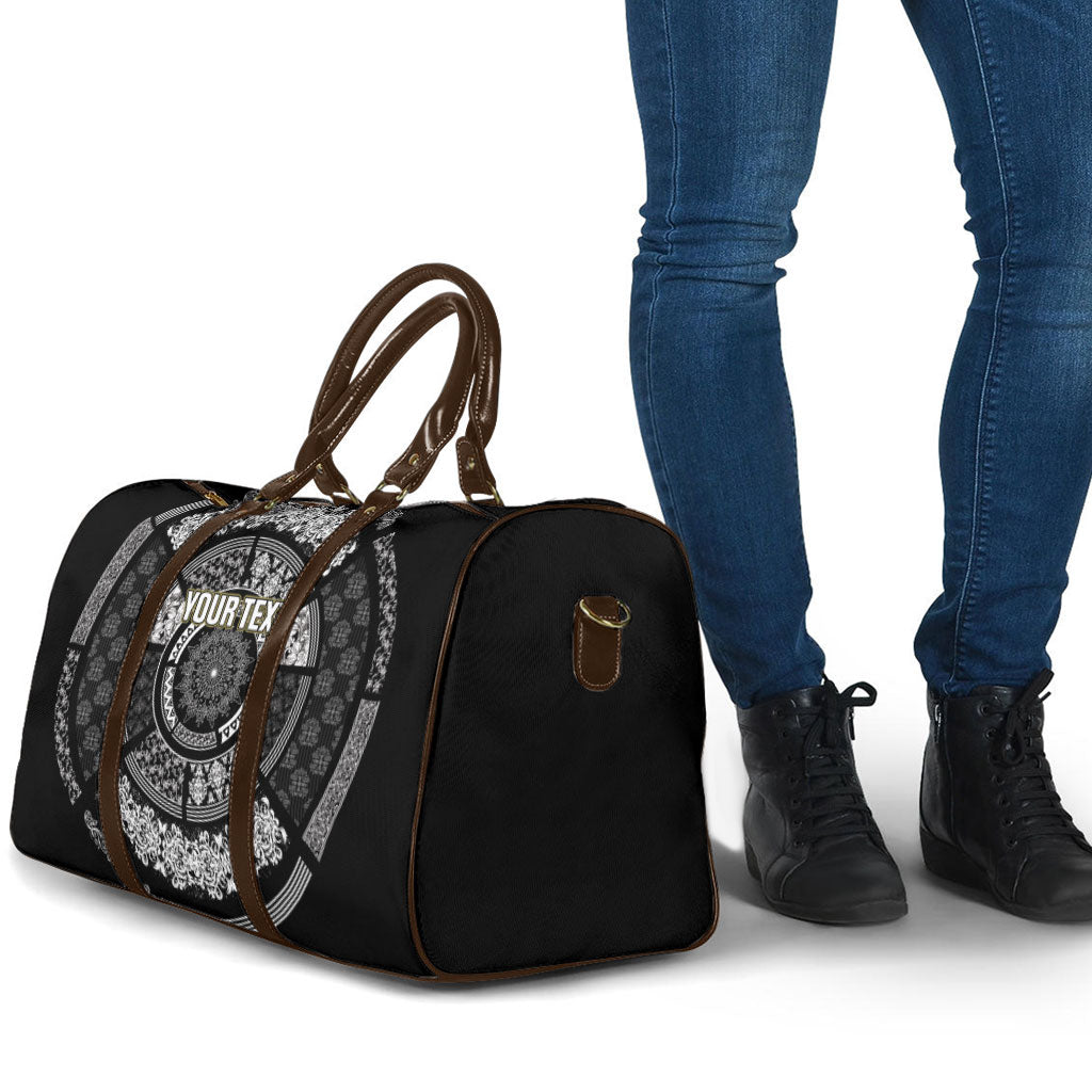 Italy Rugby Concept Custom Travel Bag Black and White Mandala Inspired