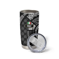 Italy Rugby Concept Custom Tumbler Cup Black and White Mandala Inspired