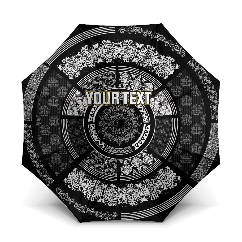 Italy Rugby Concept Custom Umbrella Black and White Mandala Inspired