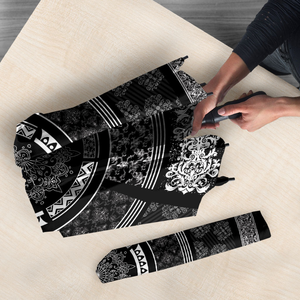 Italy Rugby Concept Custom Umbrella Black and White Mandala Inspired