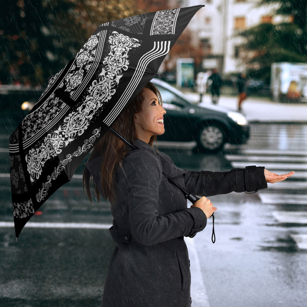 Italy Rugby Concept Custom Umbrella Black and White Mandala Inspired