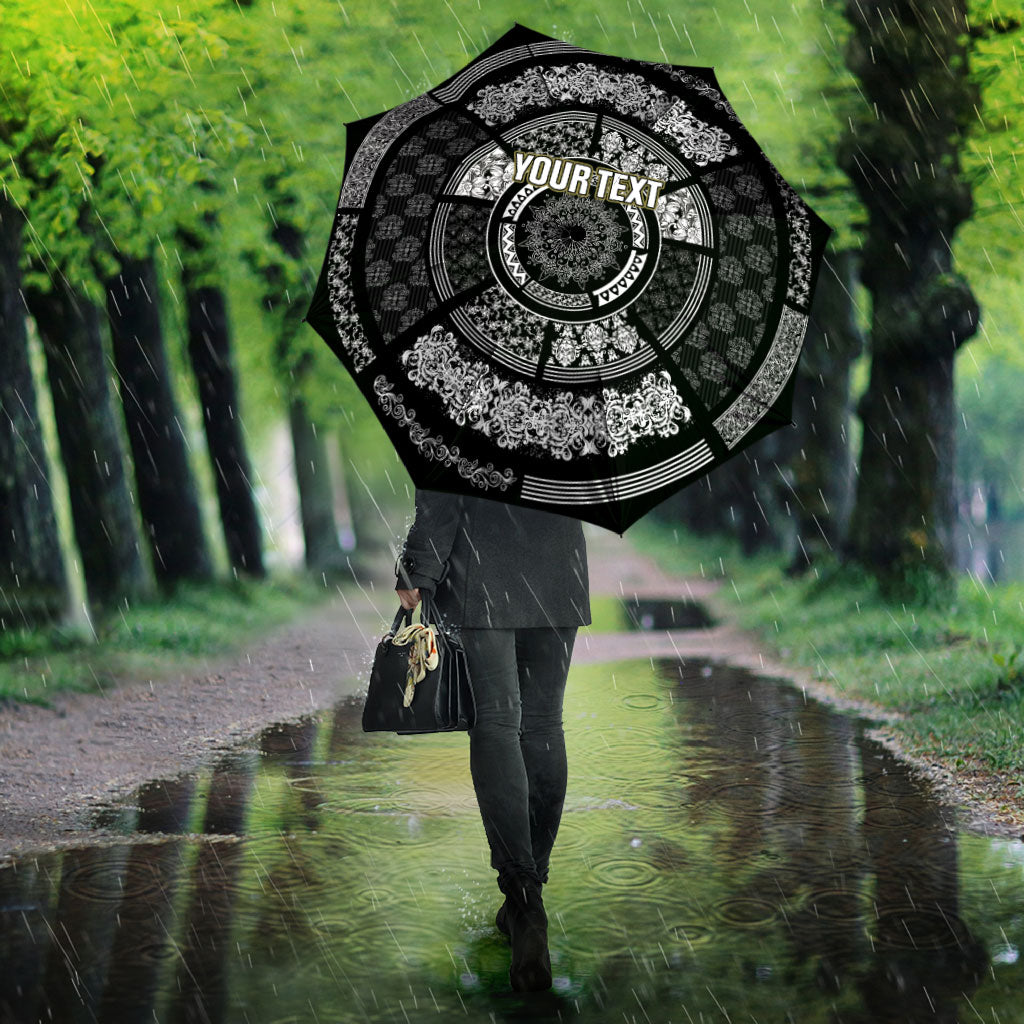 Italy Rugby Concept Custom Umbrella Black and White Mandala Inspired
