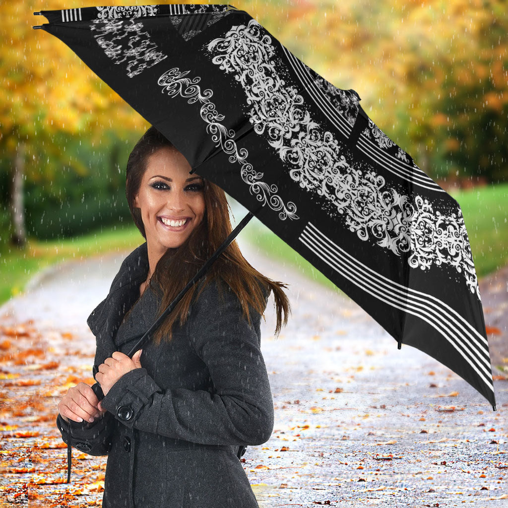 Italy Rugby Concept Custom Umbrella Black and White Mandala Inspired